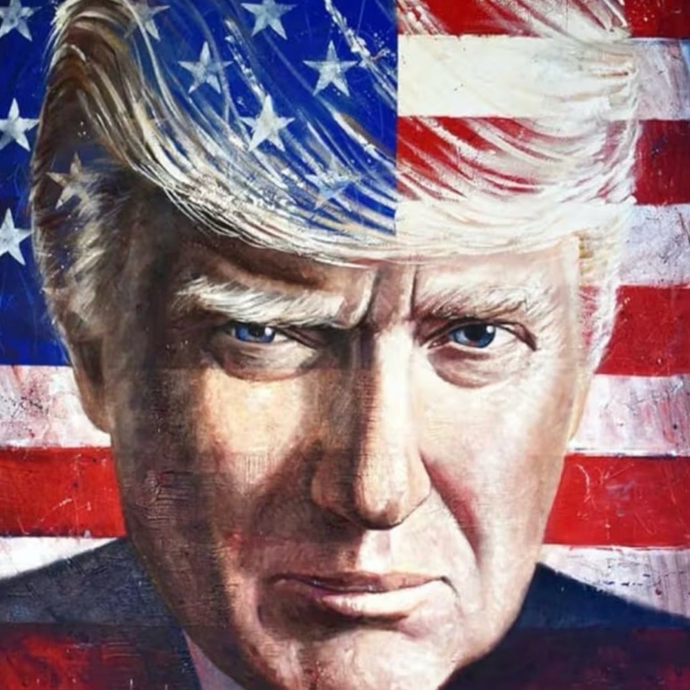 New Diamond Dot Trump Patriotic American Flag Print Size 16 x 20